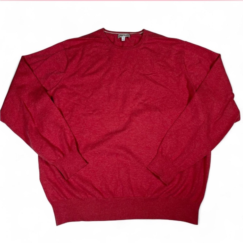 Peter Millar Crown Soft Cotton Silk Blend V-Neck Sweater Mens XL Coral‎ Preppy